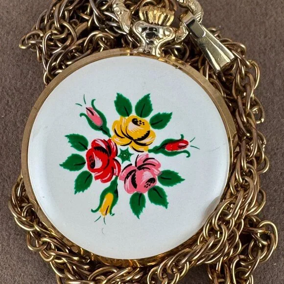 Villeruse 1960s Swiss Hand Wind Necklace Watch with Hand  display picture 2